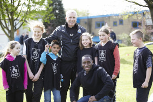 Hat-Trick working at the Byker Community Trust with Toon boss Alan Pardew