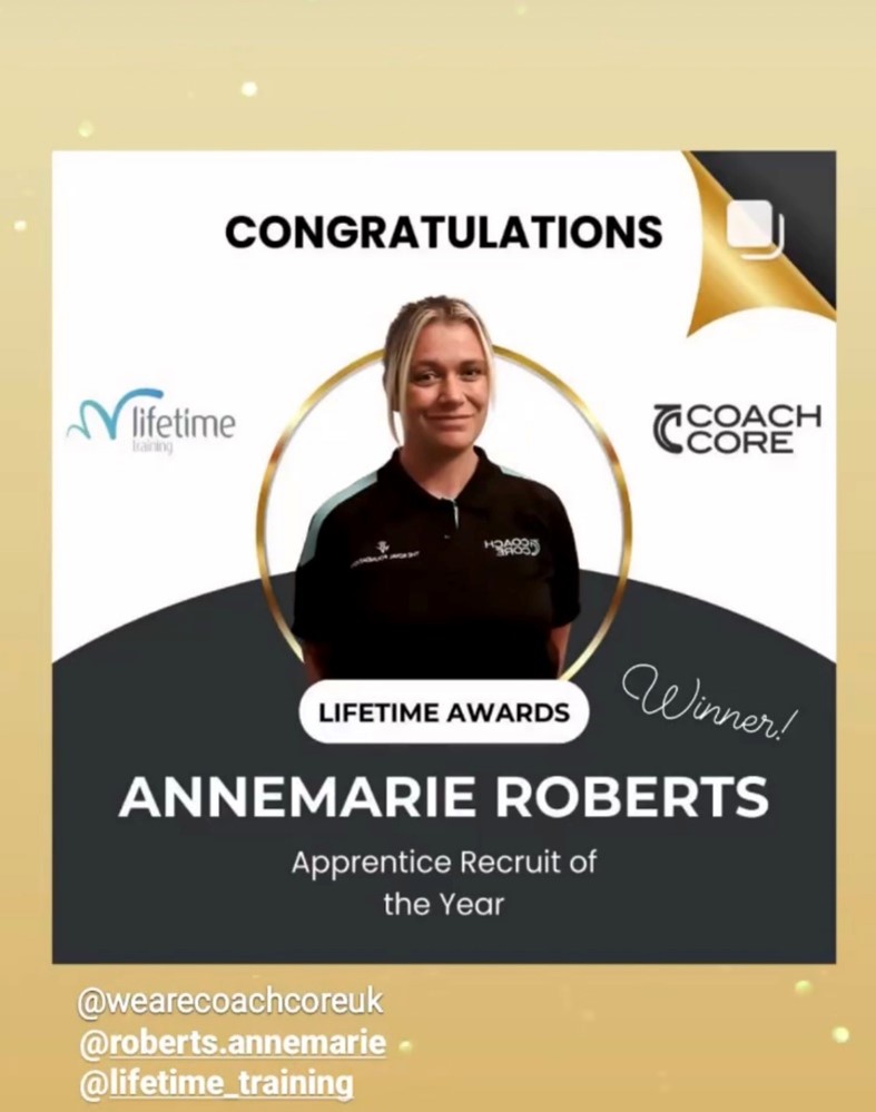 Lifetime Training Apprentice Recruit of the year award 2022 - Annemarie